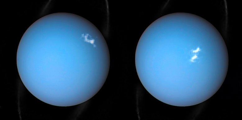 蓝色冰球天王星上的极光