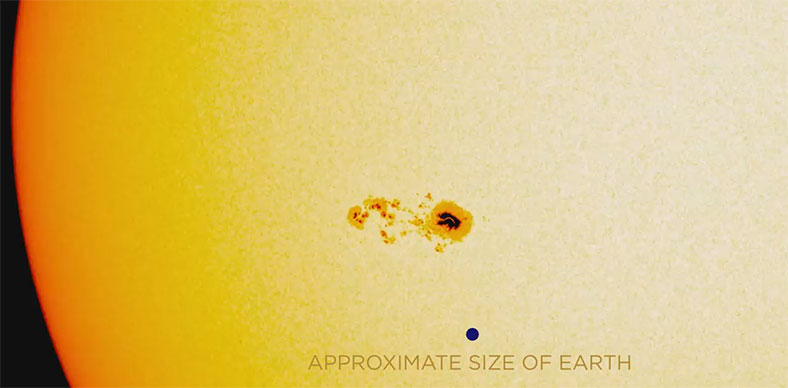 视频：看看太阳黑子能比地球大多少