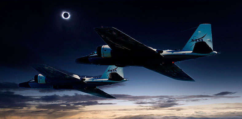 8月美国日全食, NASA两架飞机将空中追黑日