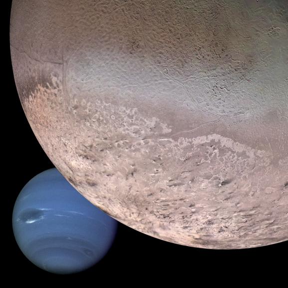 海王星和海卫一Triton（旅行者二号摄）