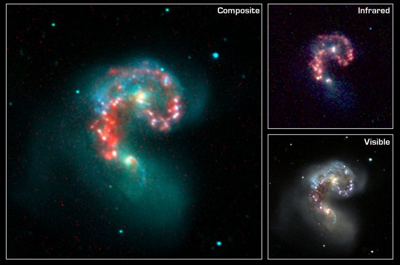 双天线状星系（Antennae Galaxies）中的火焰