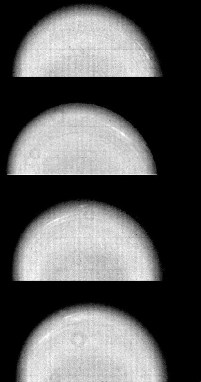 旅行者二号捕捉到的天王星大气中的一个奇特的“运动”云团（旅行者二号摄）