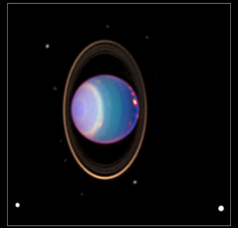 天王星和它的光环（伪彩照）（哈勃太空望远镜摄）