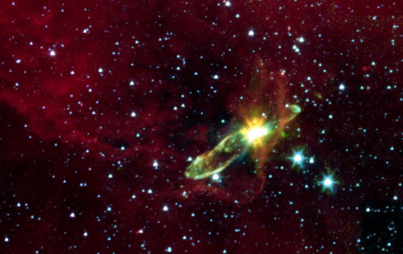 深藏于尘埃中的原恒星 HH46-IR（史匹哲红外线太空望远镜）